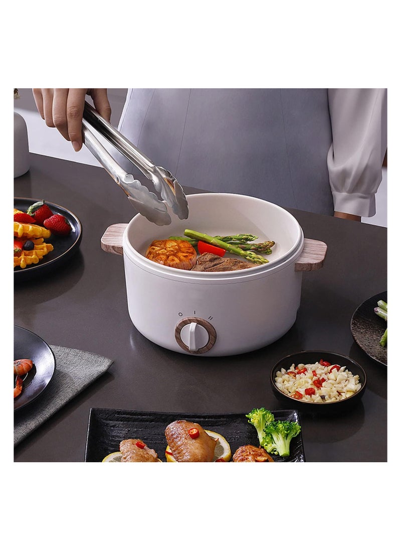 Electric Hot Pot 1.5L Mini Multifunction Cooker - Nonstick Electric Shabu-Shabu, Stir Fry & Noodle Maker with Dual Power Control, Portable Ramen Cooker for Dorm & Office