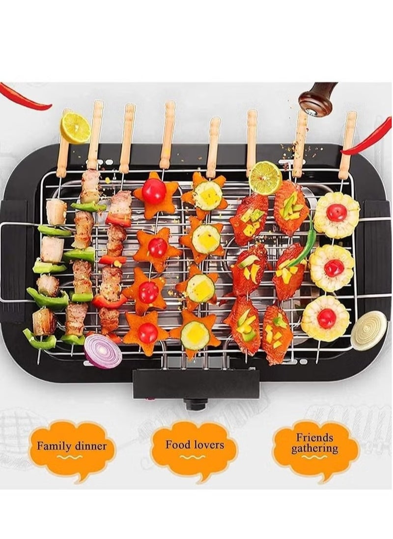 Portable Electric Smokeless Barbecue 2000W High Power Grill Indoor Bbq Grilling Table With 5 Adjustable Temperature Fit Home Dinner Camping Travel Hiking