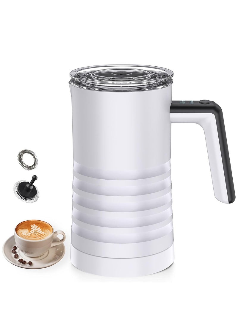 Electric Milk Frother and Steamer 4 in 1 Automatic Milk Warmer 400W Non-Stick Interior 580ml Hot/Cold Stainless Steel Milk Foam Maker for Coffee/Hot Chocolate Milk/Latte/Cappuccinos-White