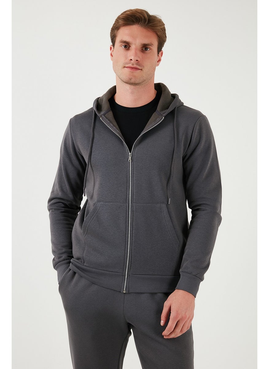 Slim Fit Hooded Zippered Soft Lined Winter Sweat Men's Sweat 5905340