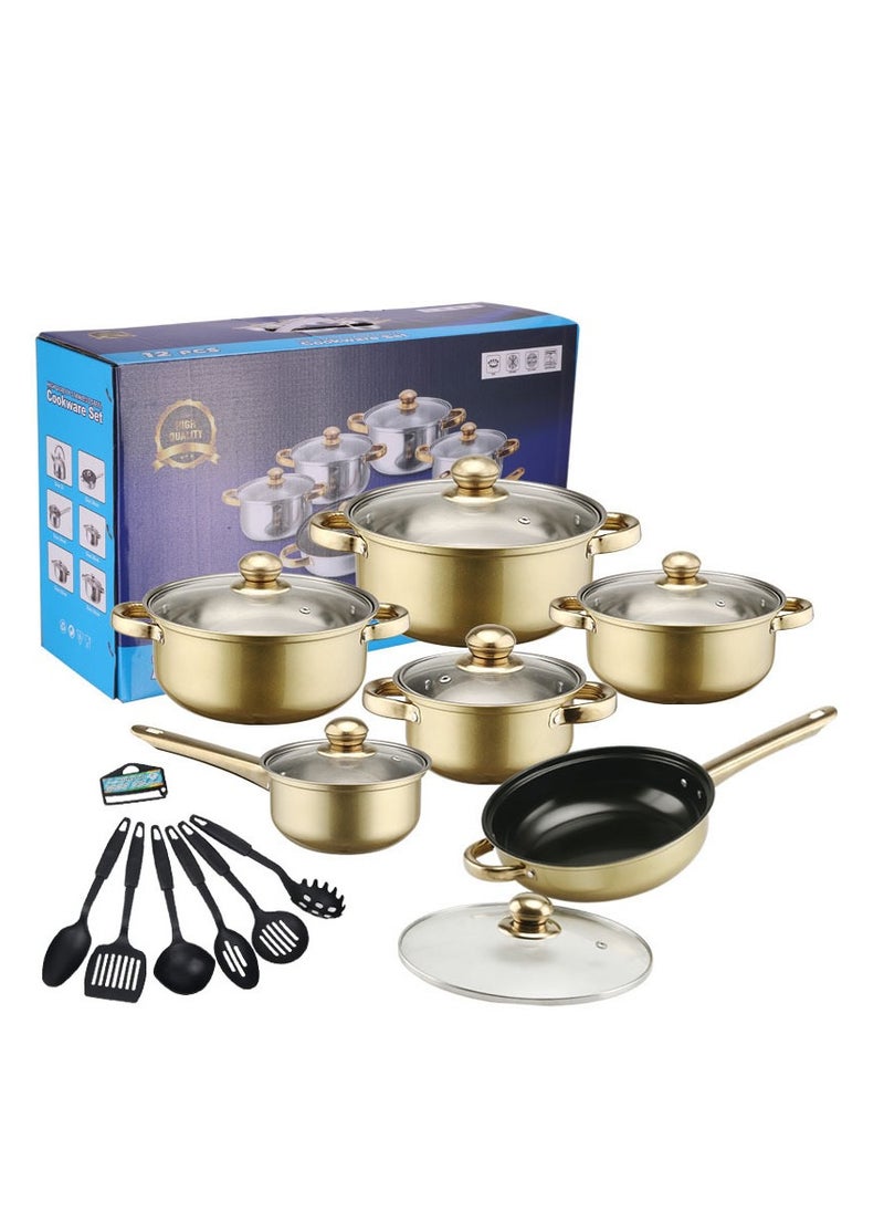 18 Piece Cookware Set - Stainless Steel Pots, Pans, Kitchen Utensils Set - High Quality - For Cooking - Frying Pan, Casserole With Lid, Saucepan With Lid, Kitchen Tools, Steamer - Silver