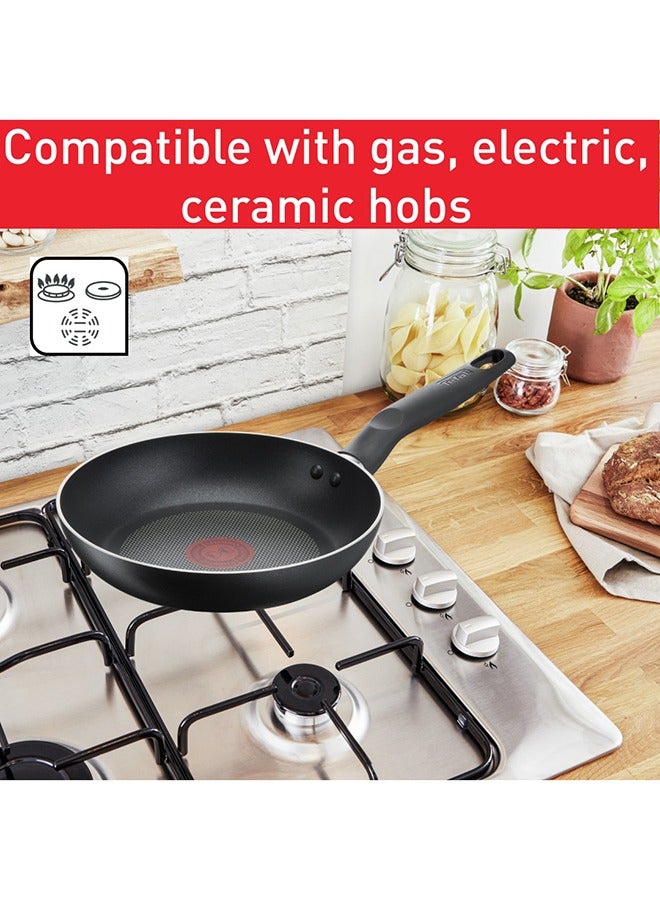 TEFAL Cooking Set | Super Cook 12 pc set | Non-Stick Coating | Thermo-Signal Heat Indicator | Diffusion Base B459SC84 Black 28cm