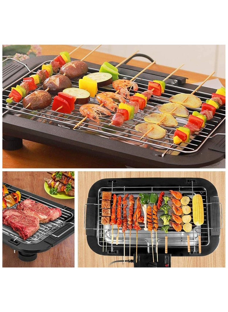 BBQ Electric Grill, 1500W Household Smokeless Nonstick Barbecue Machine with Detachable Wire Rack & Oil Drip Tray