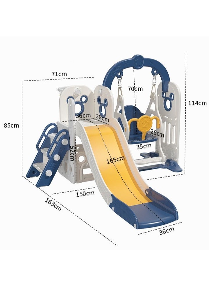 Upgraded children's indoor slide, infant indoor and outdoor climbing toy set, children's slide with basketball stand, swing and induction music player, toddler outdoor playground