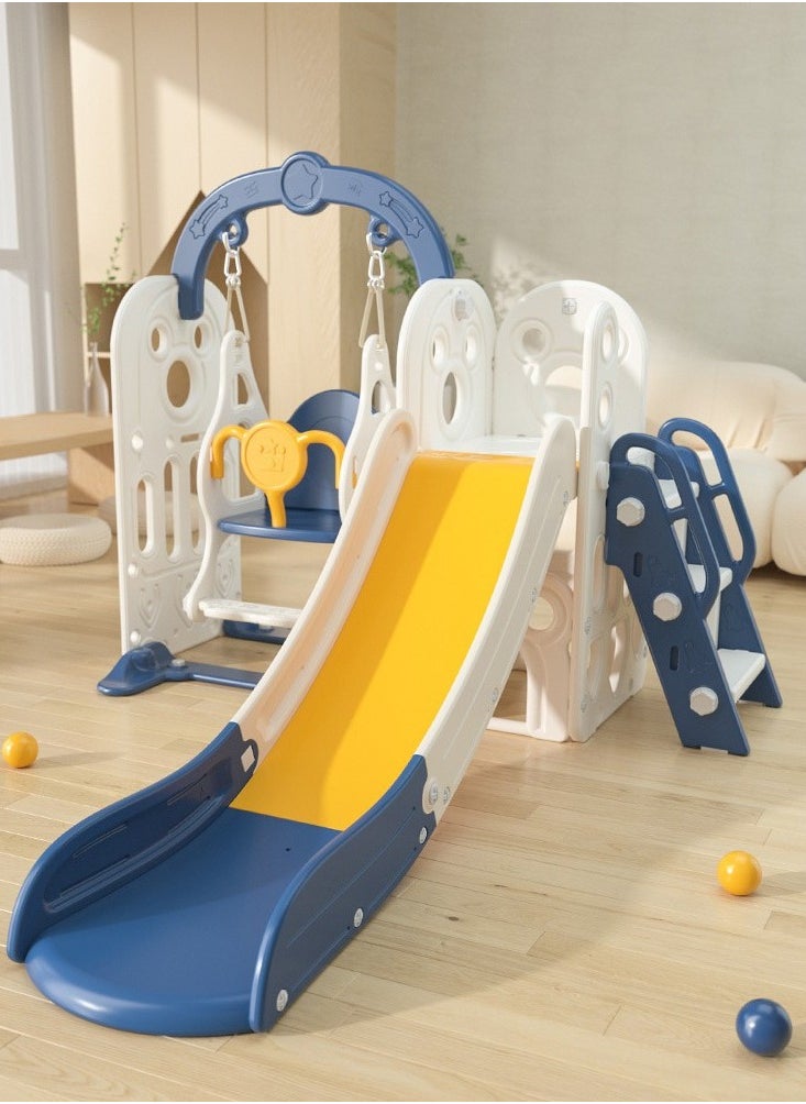 Upgraded children's indoor slide, infant indoor and outdoor climbing toy set, children's slide with basketball stand, swing and induction music player, toddler outdoor playground