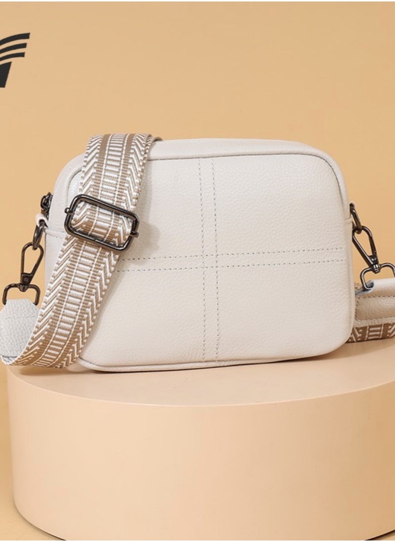 Minimalist Elegance White Top-Grain Leather Shoulder Crossbody Small Bag