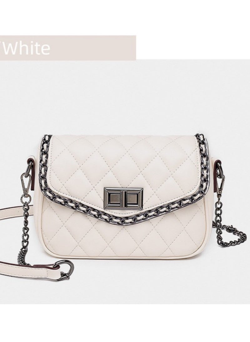 Beige Quilted Chain Crossbody Shoulder Bag,Small Bag