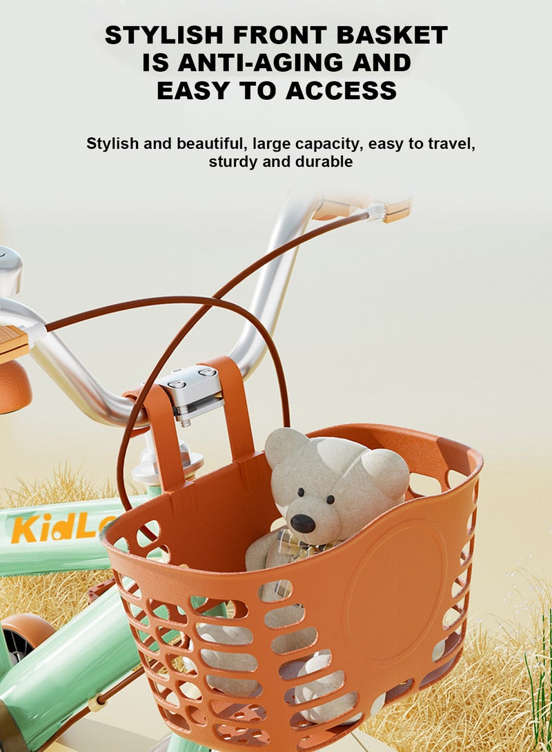 12-16 Inch Kids Bike High Carbon Steel Kids' Bike Children's Bicycle Suitable For Height 80-125cm Girls And Boys With Training Wheels With Headlights Adjustable Seat Rear Rear Seat Rack Wear-Resistant Tires Sensitive Brakes Safe And Stable 12inchcm