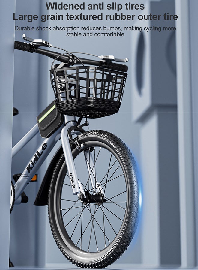 20 Inches Children's And Youth Bicycle High Carbon Steel Road Bicycle Kids Bike Suitable For Height 125-160cm Girls And Boys With Basket Adjustable Seat Rear Thickened Seat Frame Wear-Resistant Tires Front And Rear Sensitive Brakes Safe And Stable 20 Inches