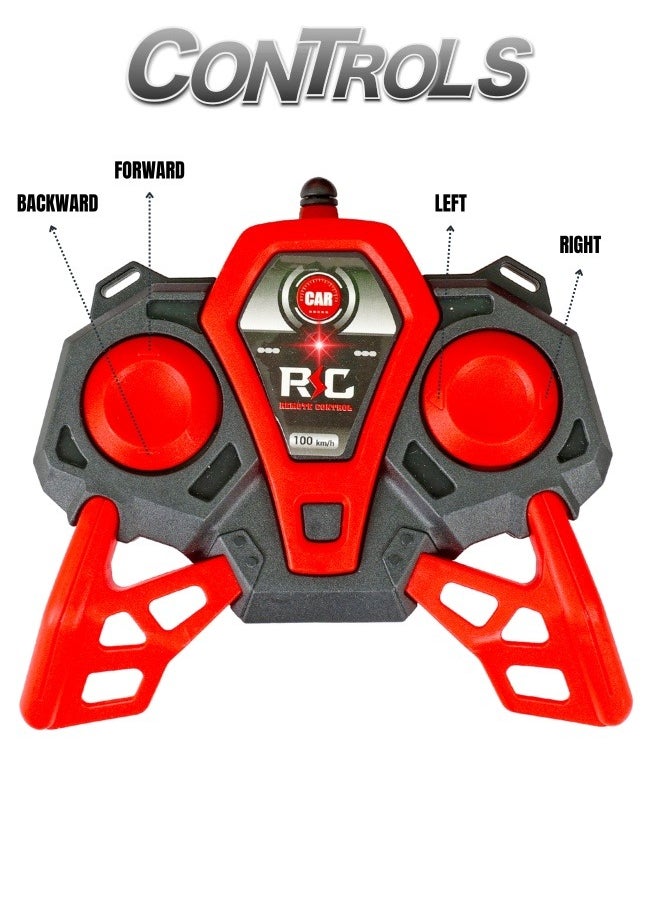 1:10 Scale LED Light-Up Red R/C Racing Car – 2.4G High-Speed Remote-Controlled Car with Dynamic Lights, Durable Construction & Powerful Motor, Indoor & Outdoor Fun, Perfect for Kids Aged 3+