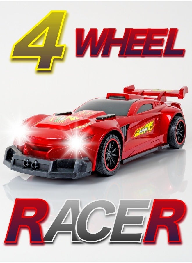 1:10 Scale LED Light-Up Red R/C Racing Car – 2.4G High-Speed Remote-Controlled Car with Dynamic Lights, Durable Construction & Powerful Motor, Indoor & Outdoor Fun, Perfect for Kids Aged 3+