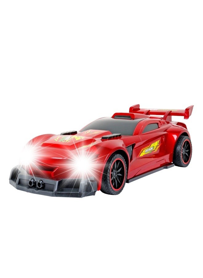 1:10 Scale LED Light-Up Red R/C Racing Car – 2.4G High-Speed Remote-Controlled Car with Dynamic Lights, Durable Construction & Powerful Motor, Indoor & Outdoor Fun, Perfect for Kids Aged 3+