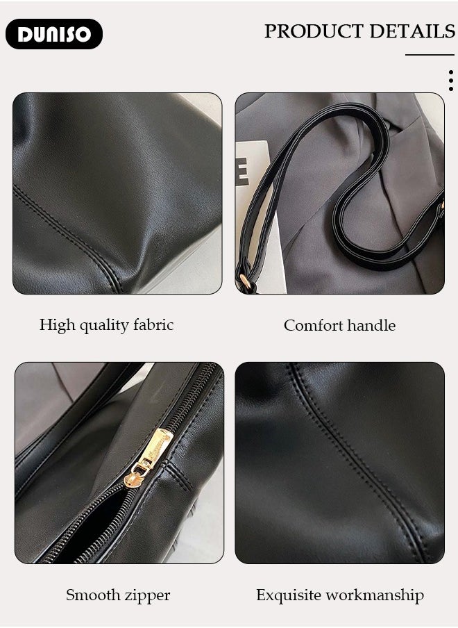 Women's Shoulder Tote Bag, Large Capacity Convertible Backbag, Faux Leather Handbag For Women, Fashionable Travel Messenger Bag, Bucket Crossbody Bag with Adjustable Strap for Ladies Girls College Students