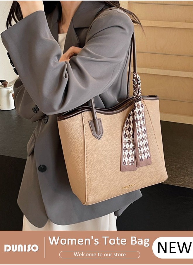 Women's Shoulder Tote Bag Faux Leather Handbag For Women Large Capacity Bucket Bag Fashionable Travel Messenger Shoulder Bag For Ladies Girls College Students