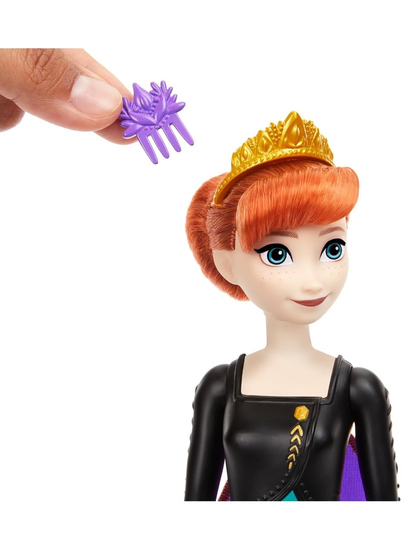 Mattel Disney Frozen Anna Fashion Doll Set, Spin & Reveal with 11 Surprises Including 5 Accessories, 5 Stickers & Play Scene