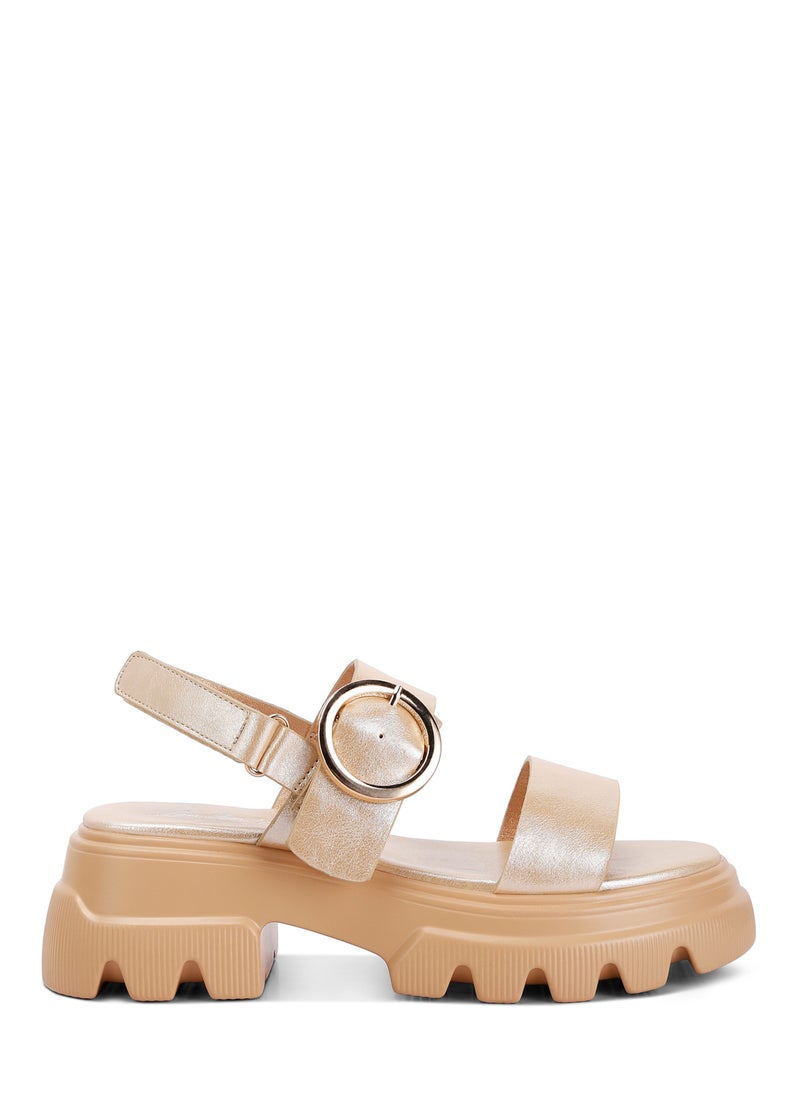 Metallic Chunky Sandals in Gold