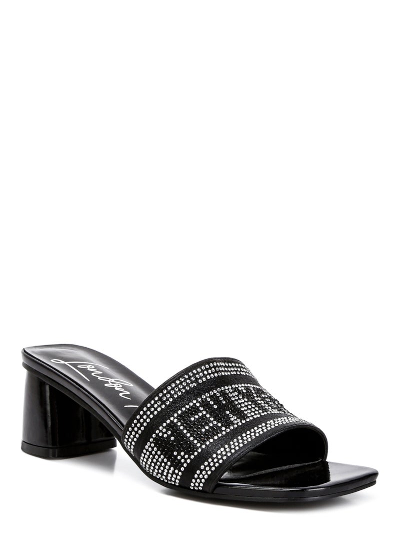 Diamante Embellished New York Sandals in Black