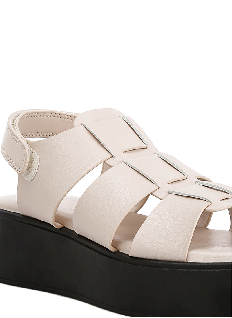 Velcro Gladiator Sandals in Bone