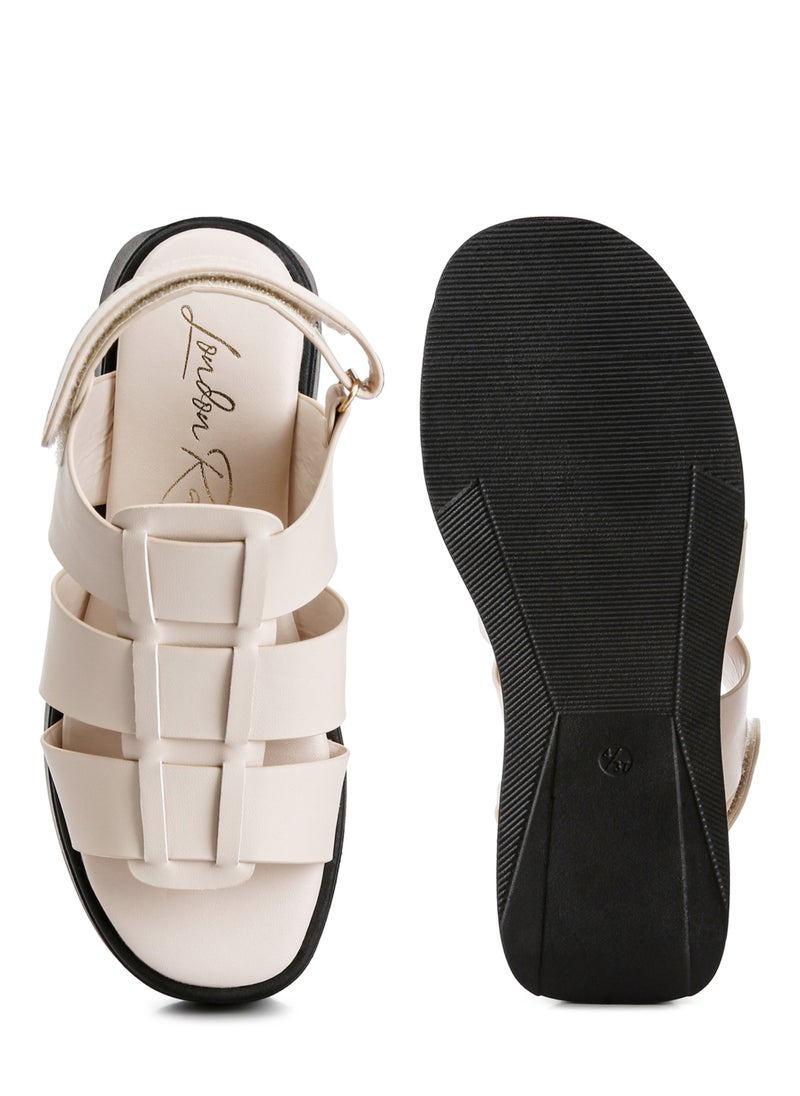 Velcro Gladiator Sandals in Bone