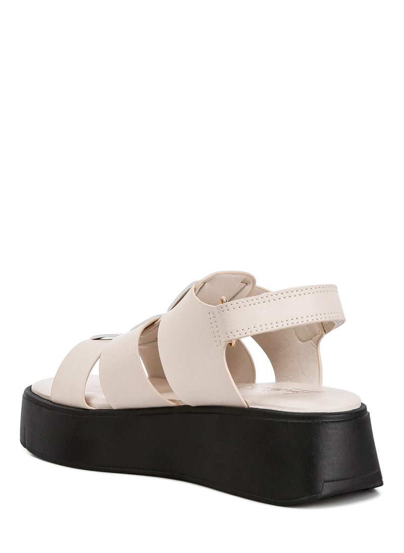 Velcro Gladiator Sandals in Bone