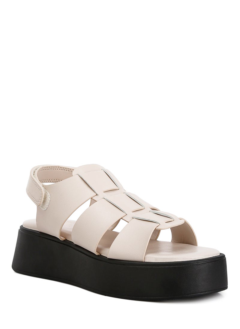 Velcro Gladiator Sandals in Bone