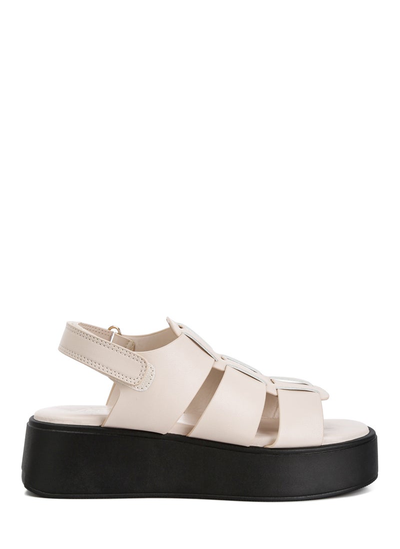 Velcro Gladiator Sandals in Bone