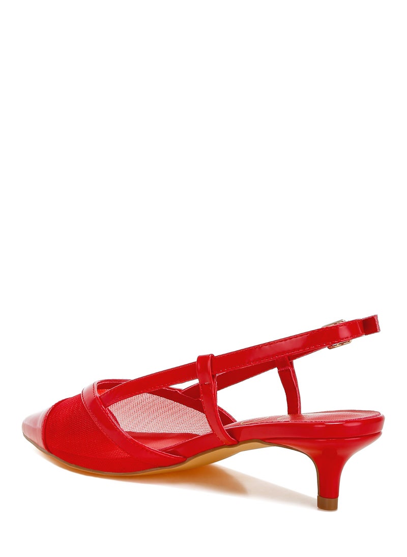 Red Mesh Slingback Sandals