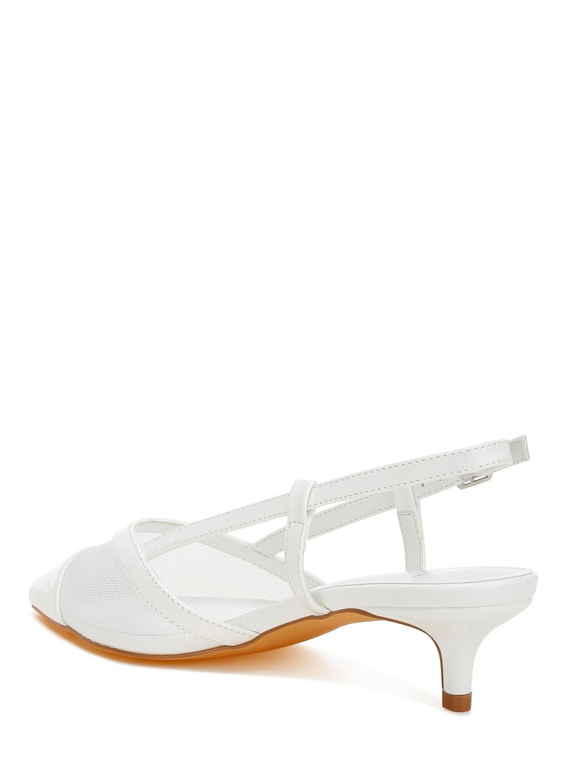 Mesh Slingback Sandals in White