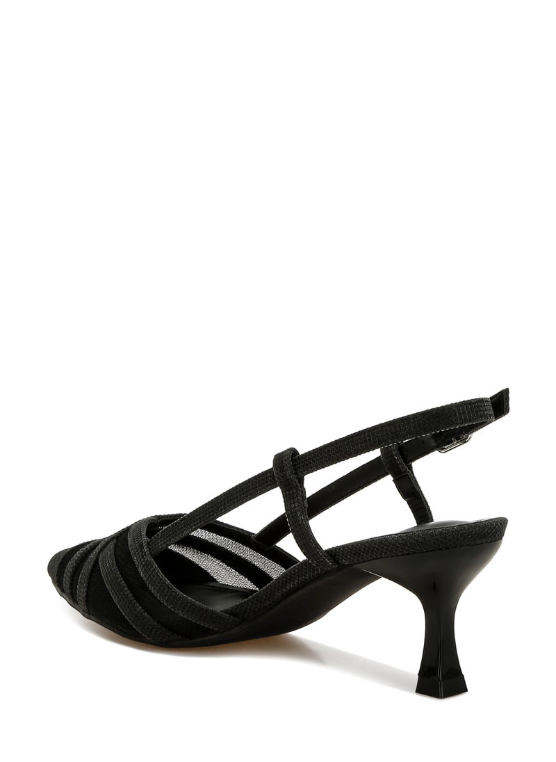 Kitten Heel Slingback Sandals in Black