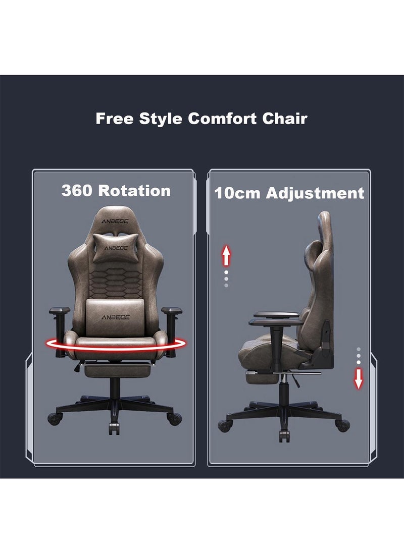 Gaming Chair Luxury Vintage Leather  with Footrest - 360° Rotation and Adjustable Armrests