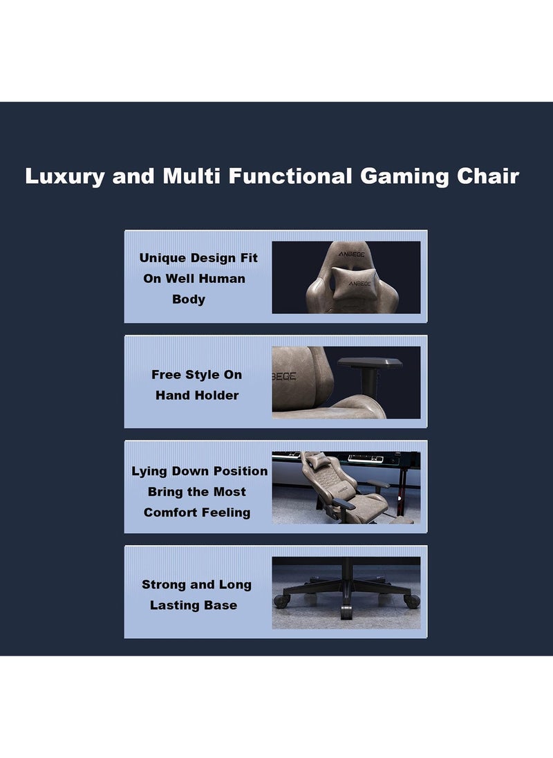 Gaming Chair Luxury Vintage Leather  with Footrest - 360° Rotation and Adjustable Armrests