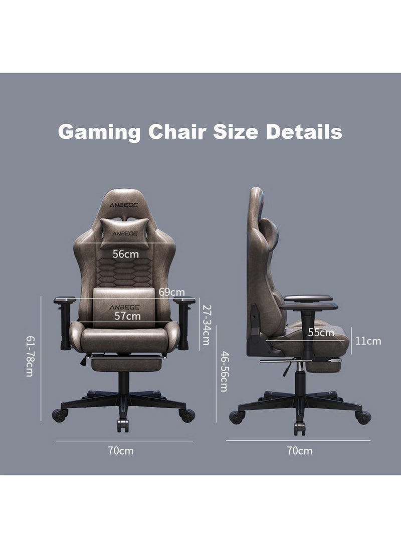 Gaming Chair Luxury Vintage Leather  with Footrest - 360° Rotation and Adjustable Armrests