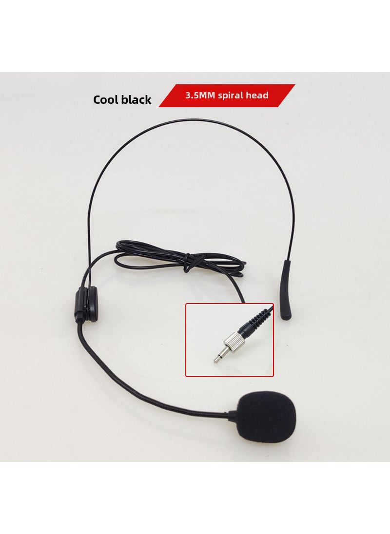 Skin color black head-mounted microphone loudspeaker with invisible ear-hanging condenser tour guide microphone collar clip 3.5 thread in-line (head-mounted) Black