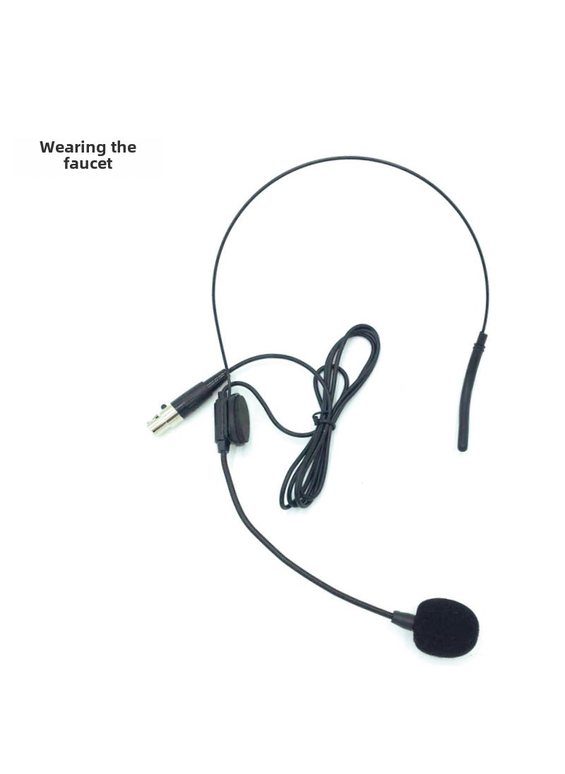 Skin color black head-mounted microphone loudspeaker with invisible ear-hanging condenser tour guide microphone collar clip Cannon wears a 4p