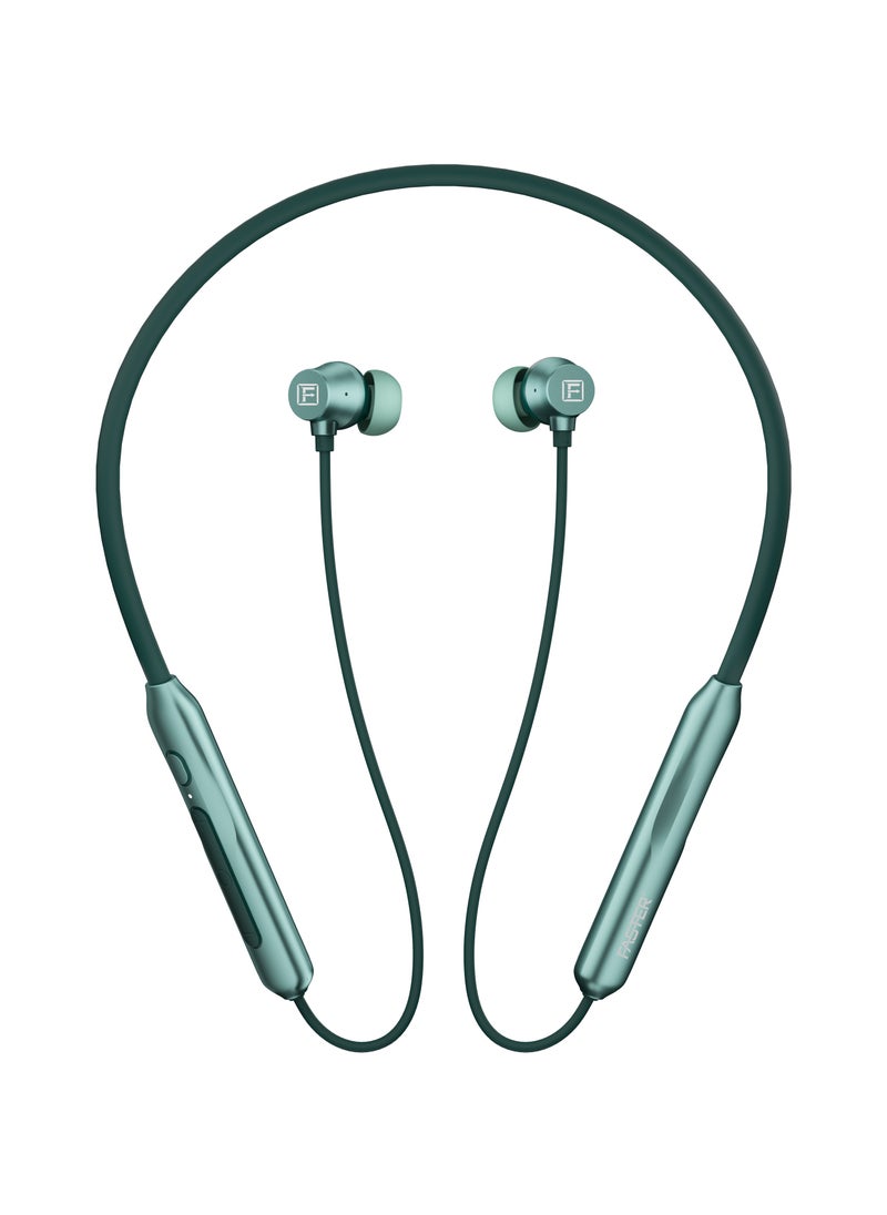 Sports Neckband In-Ear Wireless Earphones - Noise Canceling Headphones with Mic - Deep Bass, Active Noise Cancellation, Magnetic Buds, Fast Charging, and Voice Assistant - Earbuds Perfect for Sports, Gaming, Call, Music (Green)