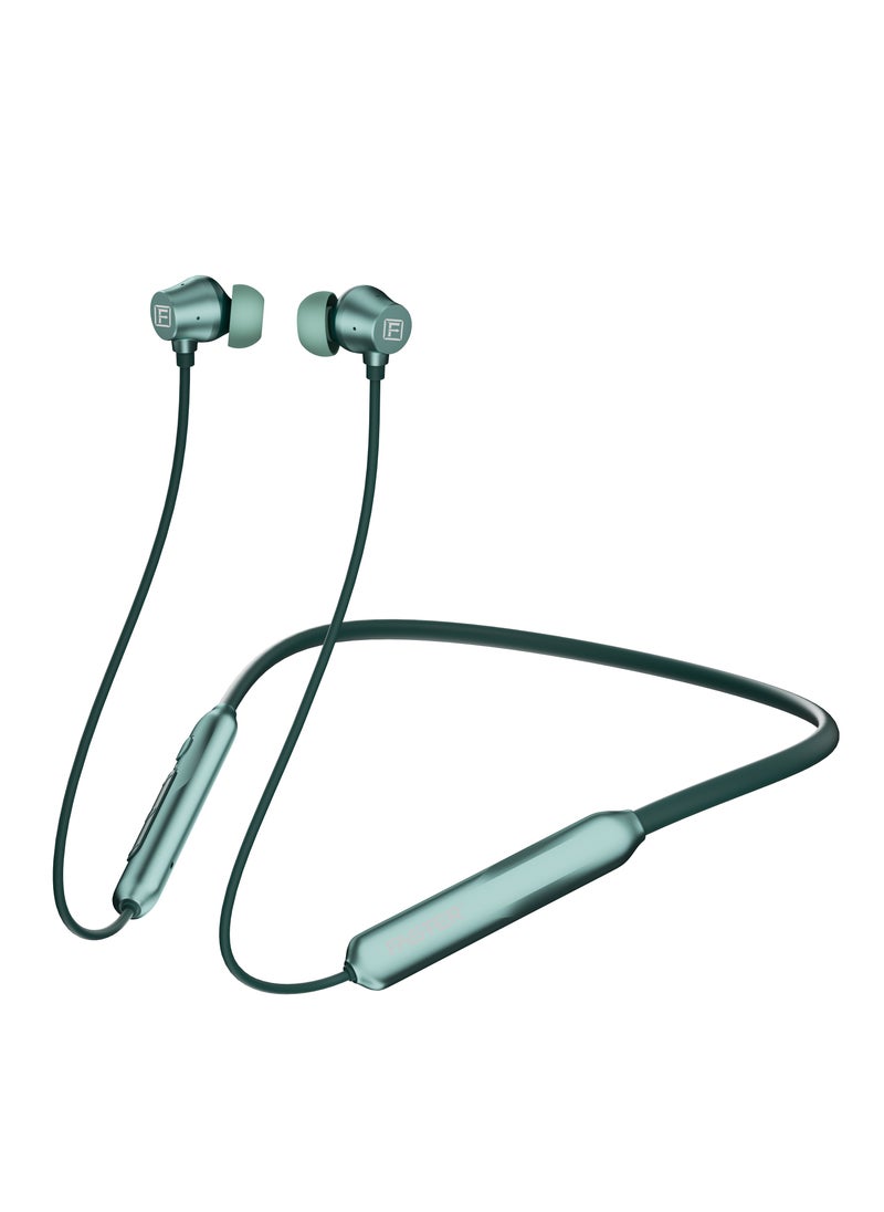 Sports Neckband In-Ear Wireless Earphones - Noise Canceling Headphones with Mic - Deep Bass, Active Noise Cancellation, Magnetic Buds, Fast Charging, and Voice Assistant - Earbuds Perfect for Sports, Gaming, Call, Music (Green)