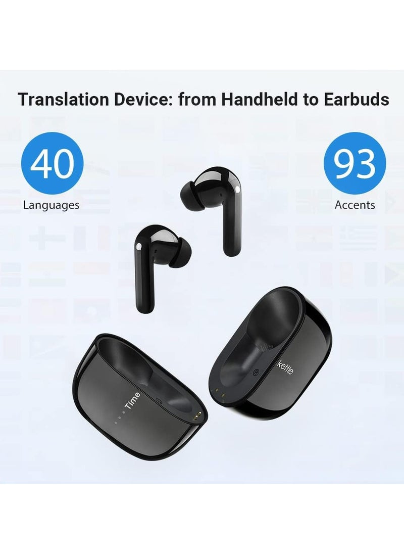 Timekettle M3 - Two-Way Instant Translation, Language Translator Device with 40 Languages ​​and 93 Accents Online, Offline Translator Earbuds with App for iOS and Android (Black)