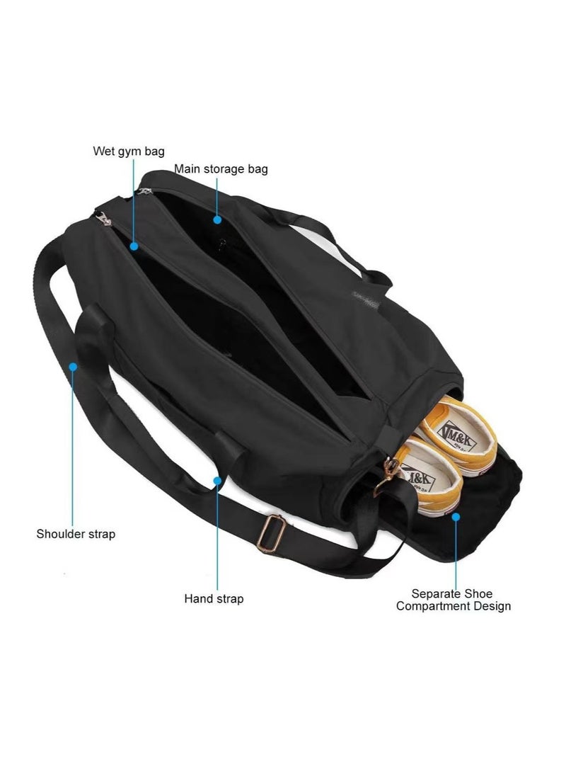 Men's and women's fitness bags with shoe compartment, sports travel bag with dry wet separation, large capacity yoga bag