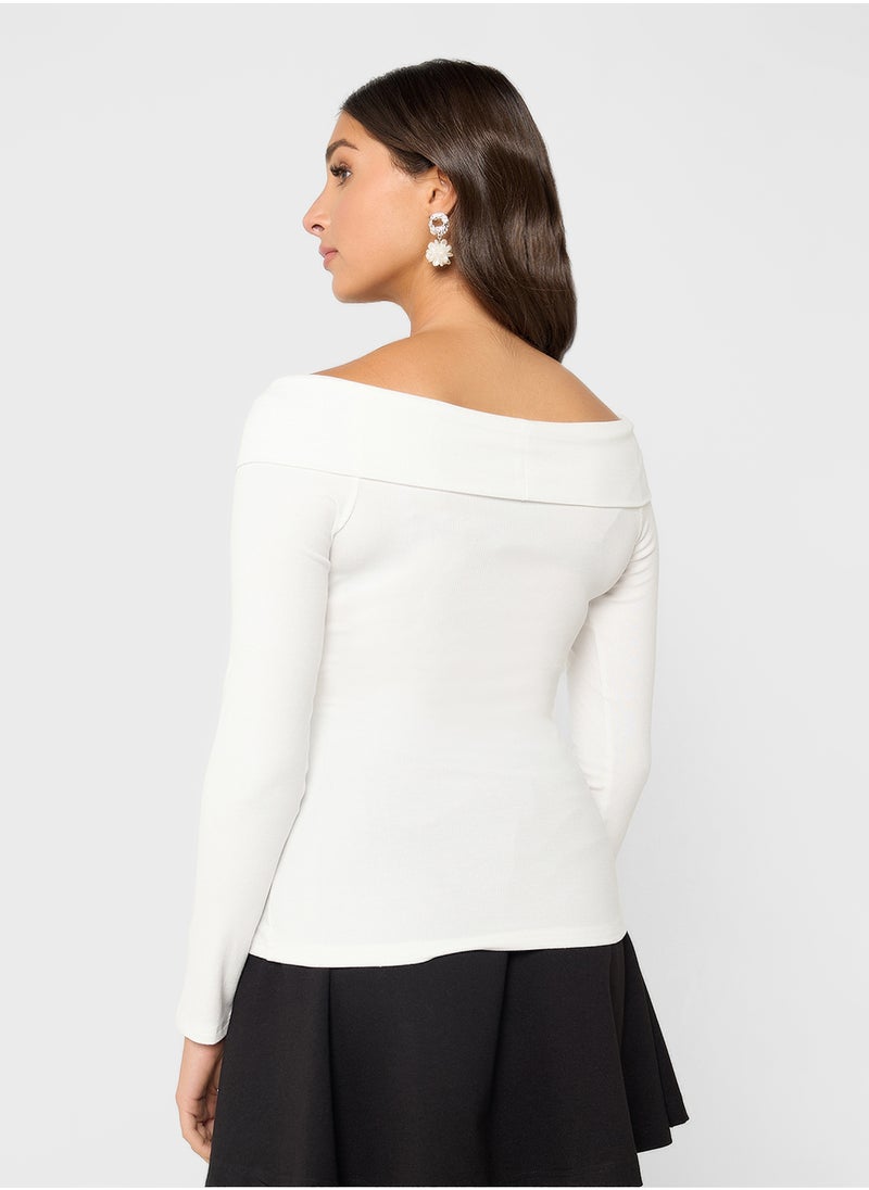 Draped Off Shoulder Fitted Top