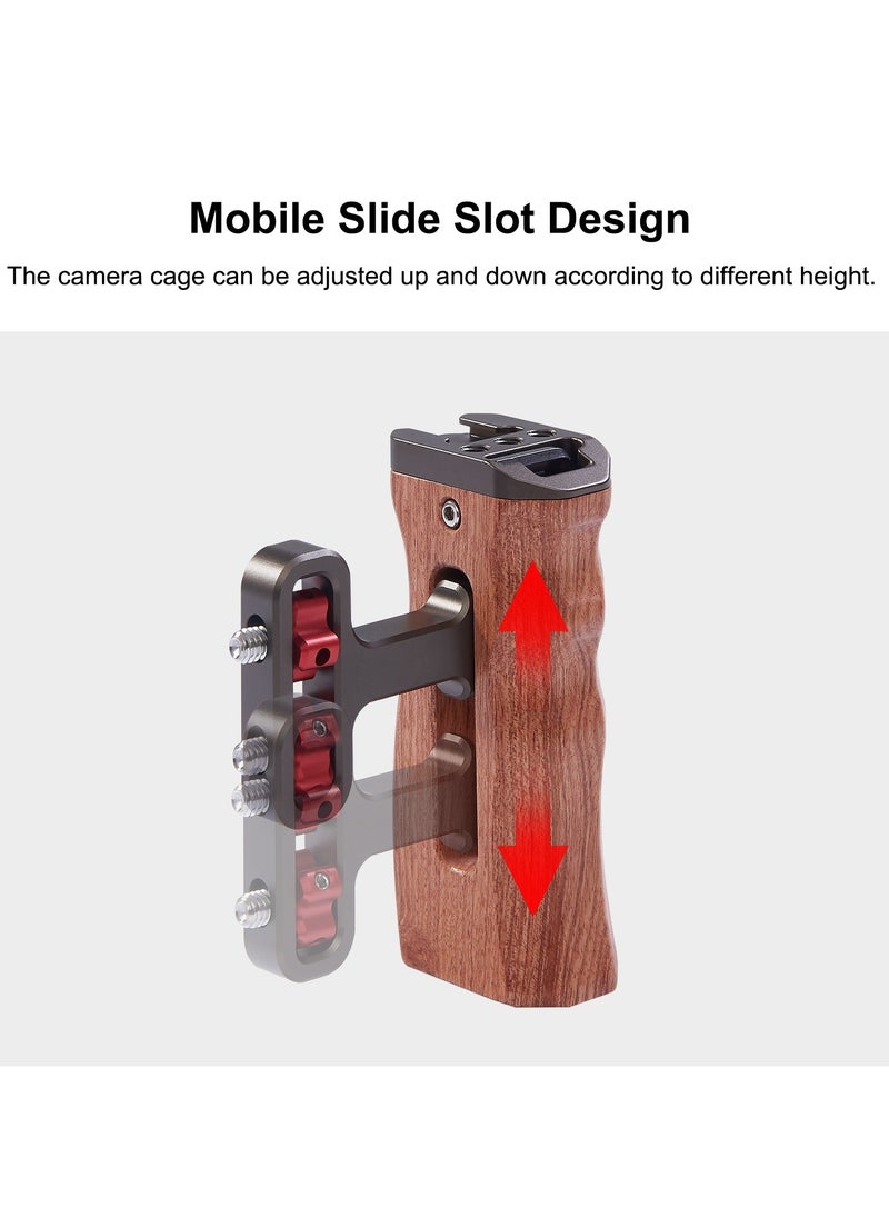 PULUZ Universal Side Wooden Handle Handgrip with Cold Shoe for DSLR Camera Cage