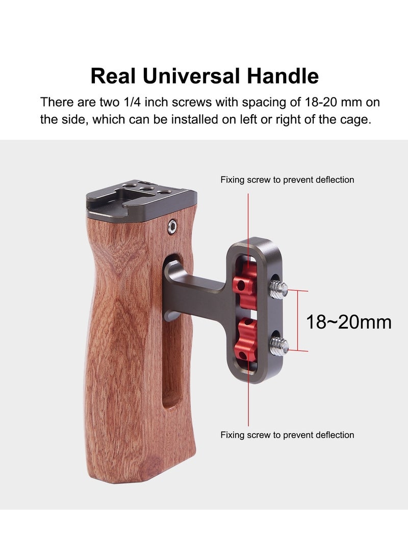 PULUZ Universal Side Wooden Handle Handgrip with Cold Shoe for DSLR Camera Cage