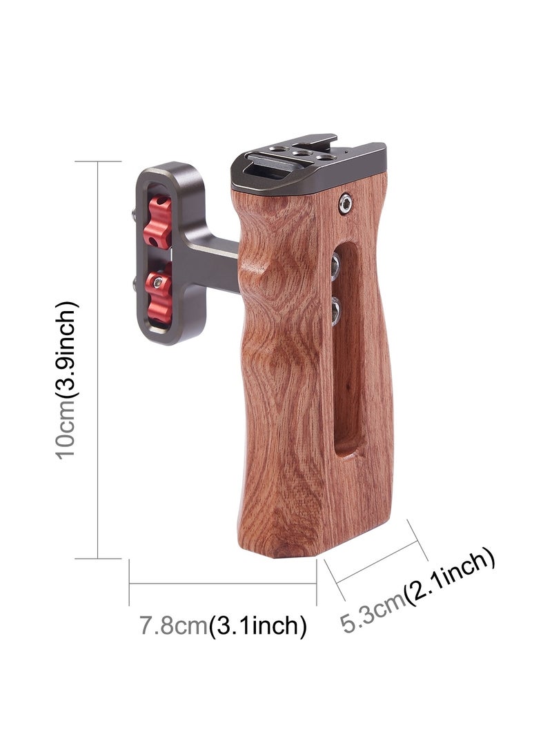 PULUZ Universal Side Wooden Handle Handgrip with Cold Shoe for DSLR Camera Cage