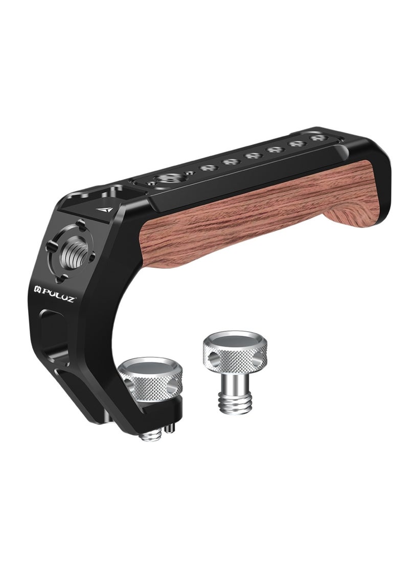 PULUZ Arri Metal Wooden Top Handle with Cold Shoe Mount for Mirrorless Camera Cage Stabilizer