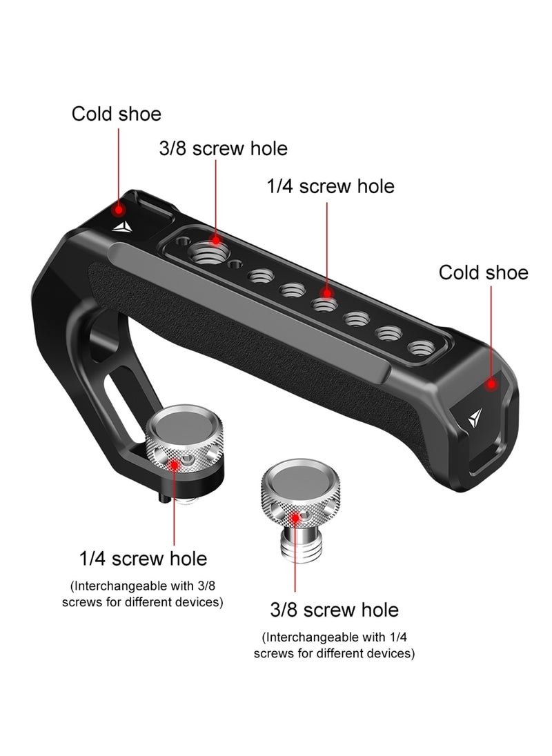 PULUZ Arri Metal Silicone Top Handle with Cold Shoe Mount for Mirrorless Camera Cage Stabilizer