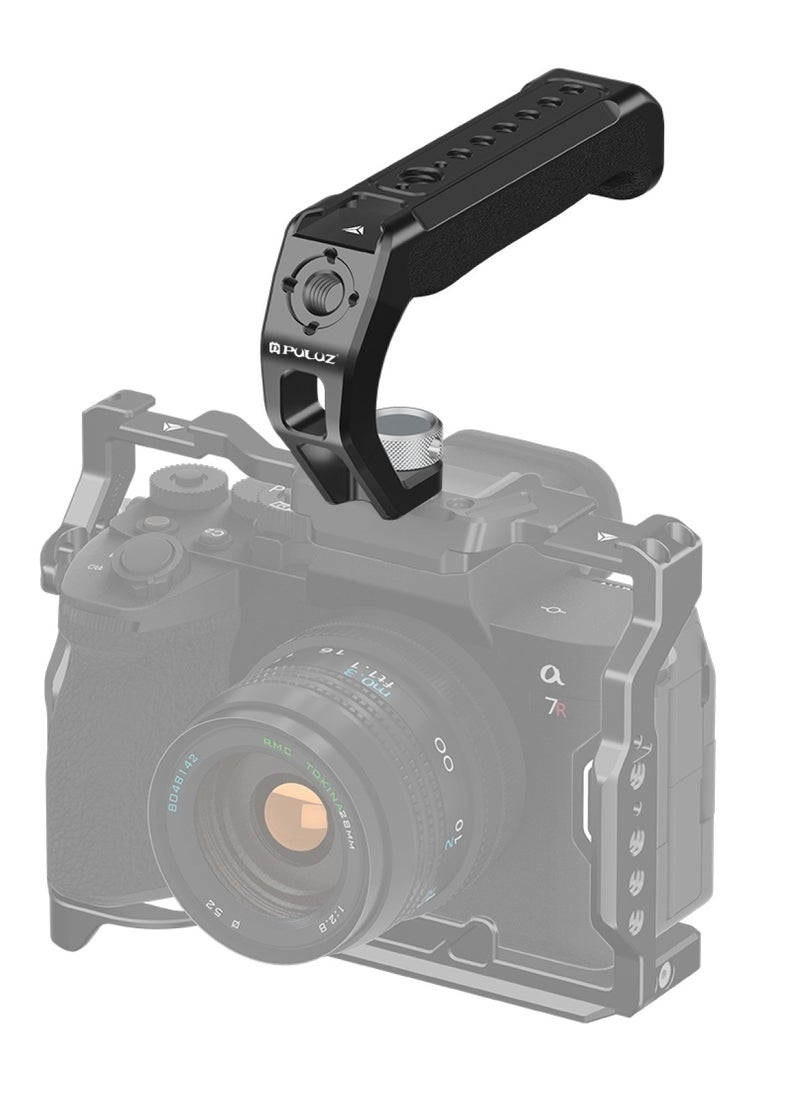 PULUZ Arri Metal Silicone Top Handle with Cold Shoe Mount for Mirrorless Camera Cage Stabilizer