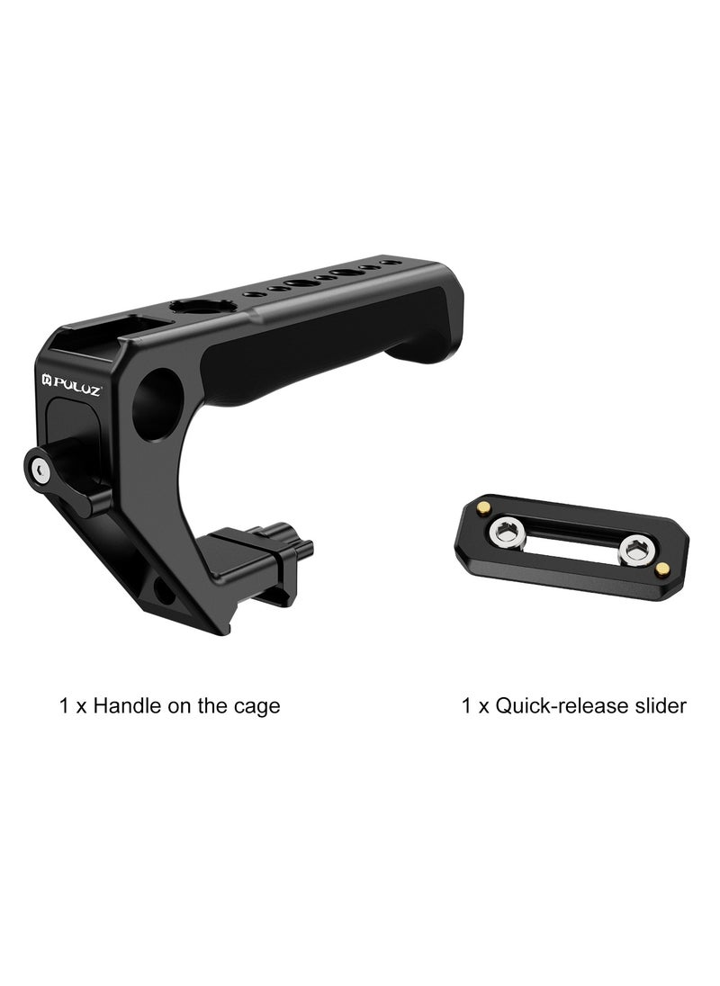 PULUZ Double-thread Metal Quick Release Top Handle with Cold Shoe for Camera Cage Stabilizer