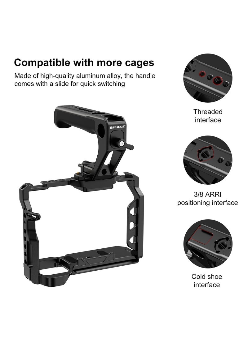 PULUZ Double-thread Metal Quick Release Top Handle with Cold Shoe for Camera Cage Stabilizer