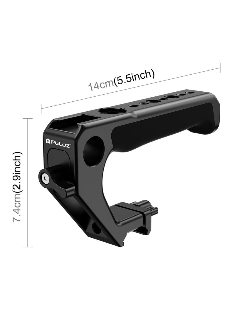 PULUZ Double-thread Metal Quick Release Top Handle with Cold Shoe for Camera Cage Stabilizer