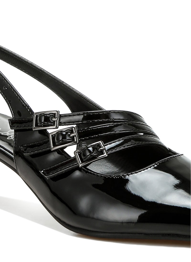 Triple Strap Slingback Sandals in Black