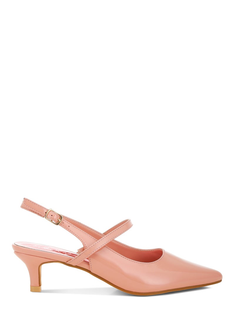 Kitten Heel Slingback Sandals in Pink